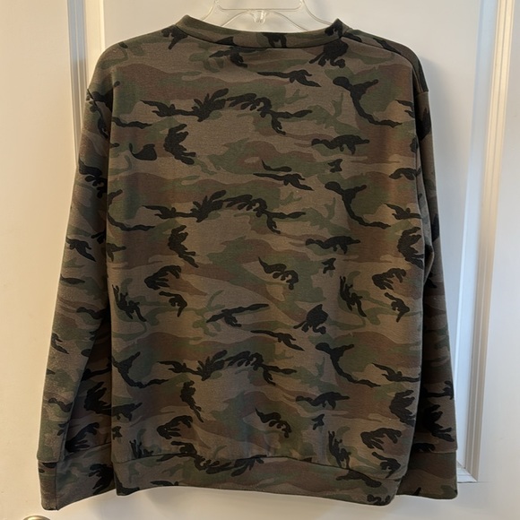 Camouflage army lace up sweatshirt large green black brown - Picture 3 of 3